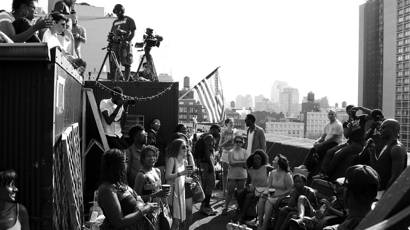 George Robert introducing Vashti Bell and her band to the audience.